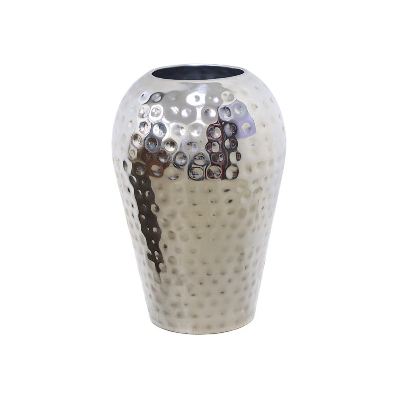 Hosley 10 Inch High Hammered Iron Vase - Handcrafted by Artisans Using Centuries-Old Hammer Pattern Techniques for Floral Arrangements Rustic Charm and Cultural Richness in Your Home Decor Embrace - Image 1